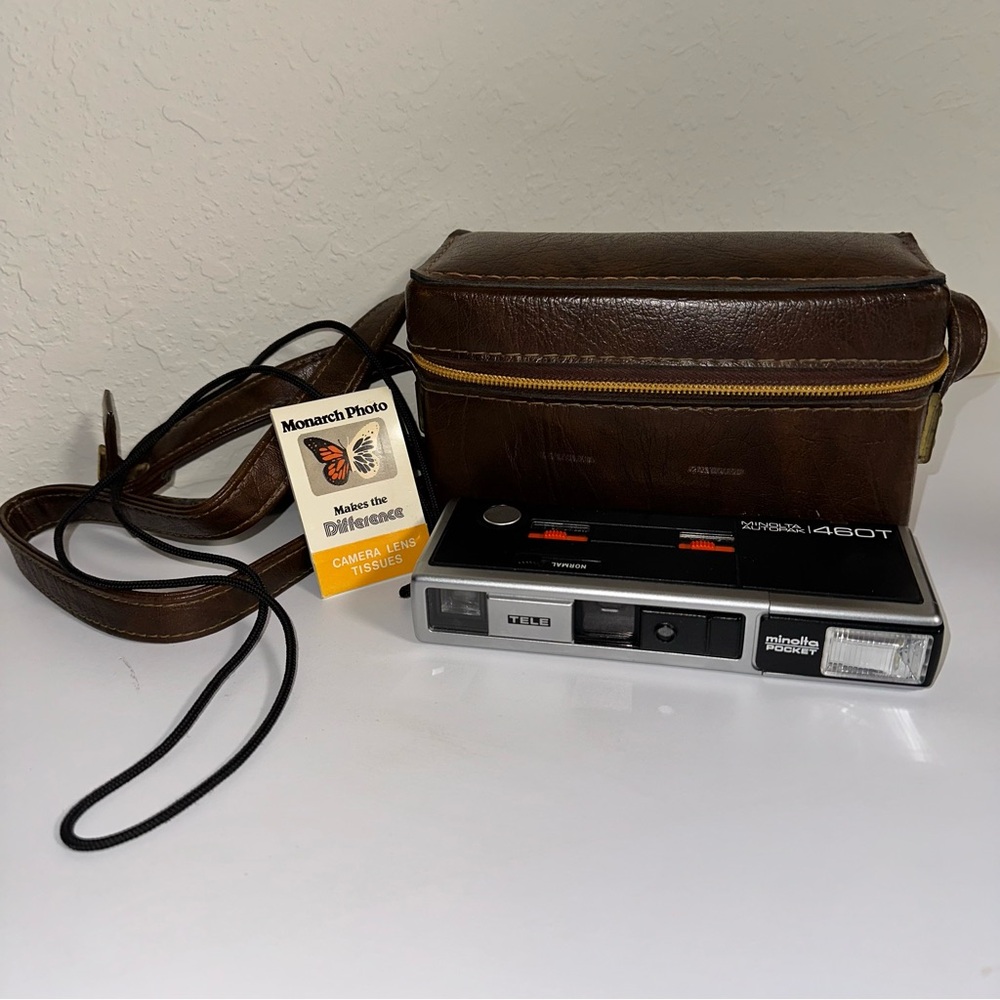 Vintage Minolta Autopak 460T Camera with Case + Lens Tissues – Tested, Flash Not